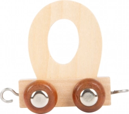 Holzwaggon mit dem Buchstaben O für Holzeisenbahnen small foot