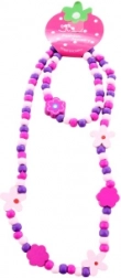 Set aus Halskette und Armband mit Blümchen aus Holzperlen
