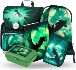 Schulset Drache Baagl: Ranzen, Federmäppchen, Schuhbeutel, Hefter und Brotbox