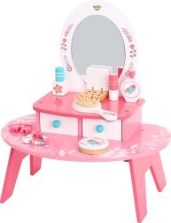 Rosa Schminkkommode aus Holz mit Spiegel TOOKY TOY