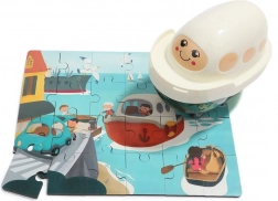 Top Bright Holzpuzzle mit Spielzeug-Schiff, 24 Teile