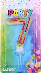 Party-Kerze für Kuchen – Zahl 7, Streifen