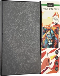 Malen nach Zahlen auf schwarzer Leinwand – Löwe