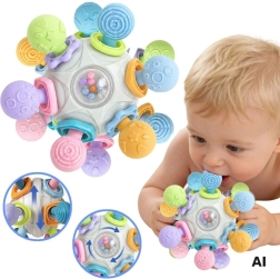 Woopie Baby Sensorik-Ball 3-in-1 mit Beißring und Rassel 6m+ - 1 Stück