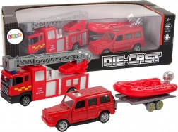 Set Feuerwehrfahrzeuge mit Schlauchboot
