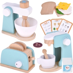 Jokomisiada Holz-Set für die Kinderküche – Toaster, Kaffeemaschine und Mixer mit Zubehör