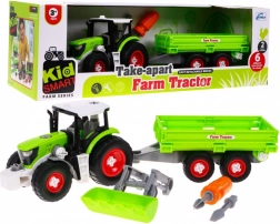 Zerlegbarer Traktor mit Anhänger für Kinder 3+ mit Bohrmaschine und Schraubendreher