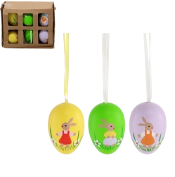 Oster-Hängeeier mit Häschen, Set 6 Stk.