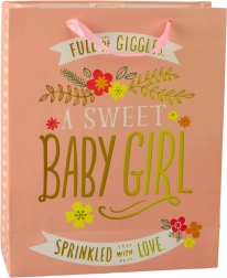 Geschenktasche zur Geburt für ein Mädchen 32 x 26 x 12 cm