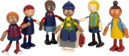 Holzfiguren Familie mit Rollstuhl