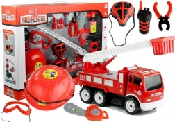 Feuerwehr-Set für Kinder, 14-tlg., mit Auto, Helm, Feuerlöscher und Säge