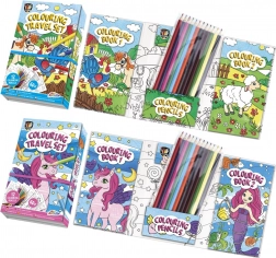 Malbuch mit 12 Buntstiften in praktischem Etui