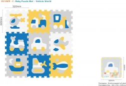 Schaumpuzzle-Spielmatte mit Verkehrsmitteln, 9 Stk., EVA, 3D-Steckspaß für Kinder ab 10 Monaten