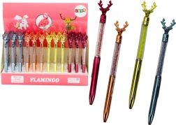 Kugelschreiber mit Hirsch und Diamantsteinchen, blauer oder schwarzer Tinte, 0,7‑mm-Spitze