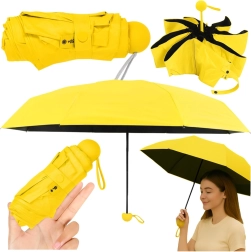 Kompakter faltbarer Regenschirm mit UV-Schutz UPF 50+ gelb 90 cm mit Hülle