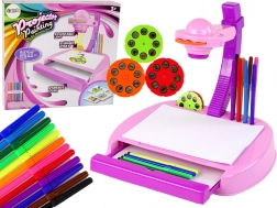 Kinder Tischprojektor rosa zum Zeichnen mit Stiften und Stauraum