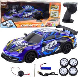 RC Sportwagen mit beleuchteter Karosserie und Drift – blau