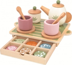 Holz-Teeset für Kinder mit Tablett und Schublade