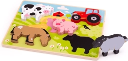 Bigjigs Toys Steckpuzzle Bauernhof aus Holz