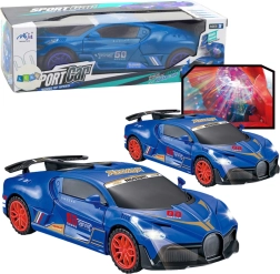 Interaktives Sportauto mit Hindernissensor, LED-Kugel und 360°-Drehung, blau