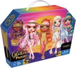 Puzzle mit 70 Teilen mit Glitzer im Koffer RAINBOW HIGH – Brokat-Puppen