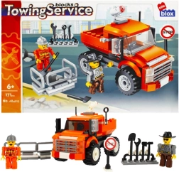 Bausatz Abschleppdienst – orangefarbenes Arbeitsfahrzeug mit Minifiguren