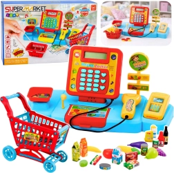 Interaktive Kinder-Supermarktkasse mit Einkaufswagen, Scanner und Waage
