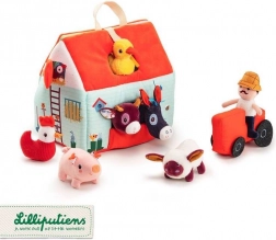 Lilliputiens ausklappbarer Bauernhof mit 6 Tieren, Bauer und Traktor 18 M+