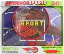 Großer Basketballkorb mit Ball und Pumpe