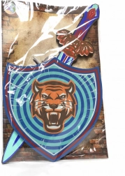 Schaumschwert und Schild mit Tigermotiv