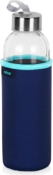 Glas-Wasserflasche mit Neoprenhülle, 540 ml, blau