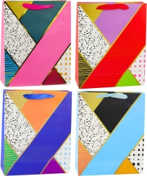 Papier-Geschenktasche mit geometrischen Mustern 32 × 26 × 12 cm