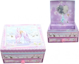 Musik-Schmuckkästchen mit Einhorn und Spiegel