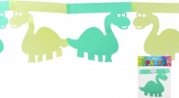 Grüne Papiergirlande mit Dinosauriern 3 m