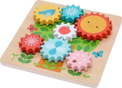 Holzpuzzle mit Zahnradgetrieben für Kinder