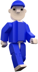 SEVÁČEK-Figur in Blau – groß und klein