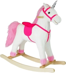 Schaukelpferd weiß‑rosa mit Geräuschen – Einhorn 74 cm