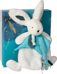 Doudou Geschenkset – Plüschhäschen mit Schmusetuch 25 cm blau