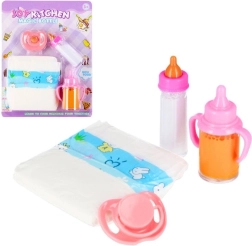 Zubehör für Babypuppe – Fläschchen, Windel und Schnuller