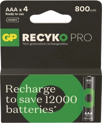 Wiederaufladbare Batterien AAA Ni-MH 800mAh GP ReCyko Pro, 4 Stk