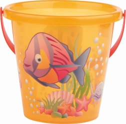 Androni transparenter Eimer mit Fischmotiven – klein – Orange