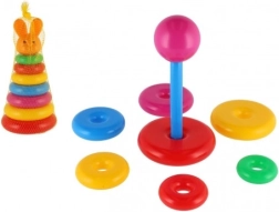 Kunststoff-Steckpyramide mit bunten Ringen 24 cm, im Netz, ab 12 Monaten