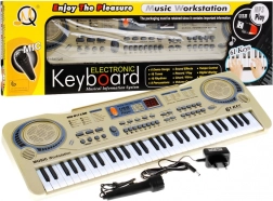 Beigefarbenes Keyboard für Kinder mit Mikrofon und USB-Player