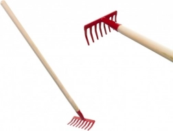 Kinder-Gartenrechen mit Holzstiel – Rot