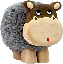 Holzfigur XL Nilpferd mit Bommel