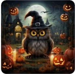 Diamantmalerei Eule zu Halloween 30 × 40 cm