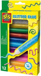 SES Creative glitzernder Deko-Kleber in der Tube, Set mit 12 Farben