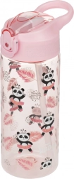 Rosa Kinder-Trinkflasche mit Strohhalm Panda 500 ml