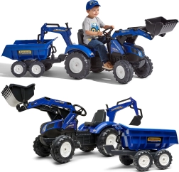 Falk Trettraktor New Holland mit Anhänger, blau, ab 3 Jahren