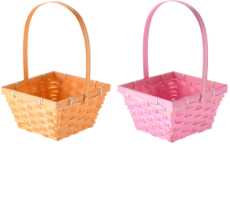 Osterkorb mit beweglichem Henkel, 18,5 × 18,5 × 10 cm, Mix aus 2 Pastellfarben